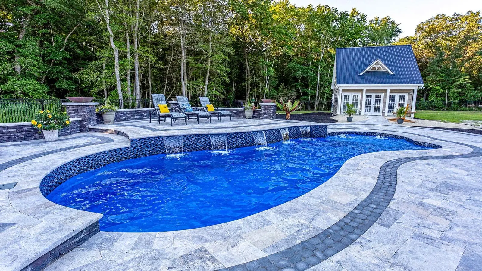 SapphireBlue_Hero_large2 A Leisure Pools fiberglass pool in Sapphire Blue color